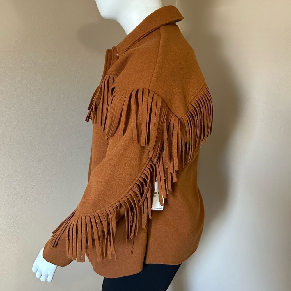 NWT Forever 21 Faux Suede Fringe Shacket - Ginger - Picture 10 of 12